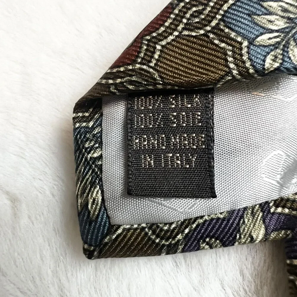 Valentino Vintage Silk Tie Green Red Blue Floral Hand Made In Italy